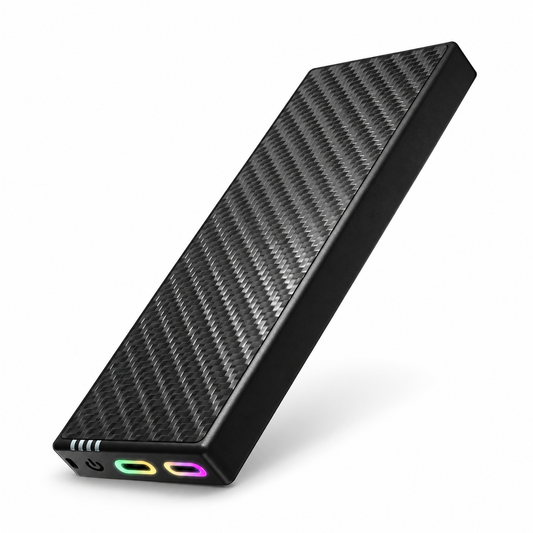 10000mAh Carbon Fiber Power Bank, Dual USB-C, 22.5W Max, Black