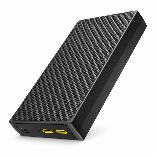 20000mAh Carbon Fiber Power Bank, Dual USB-C, 22.5W Max, Black